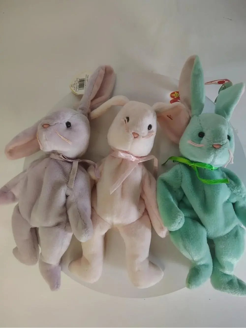 TY BEANIE BABIES 1996 EASTER BUNNIES HIPPITY HOPPITY FLOPPITY PLUSH SET W/ TAGS